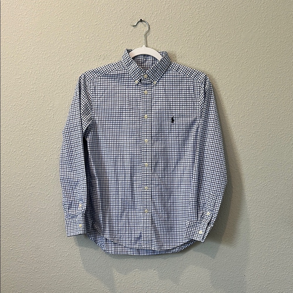 Ralph Lauren Boys Blue and White Gingham Button Down Shirt